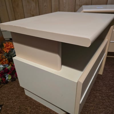 Pair of beige two-drawer nightstands - Image 5 of 13