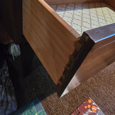 Two-drawer mid-century wooden nightstand - Image 3 of 7
