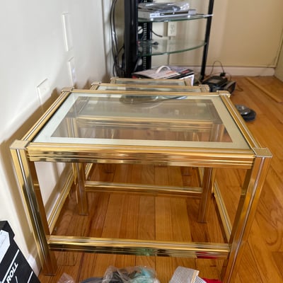 Brass and Glass Nesting End Tables - Image 1 of 4