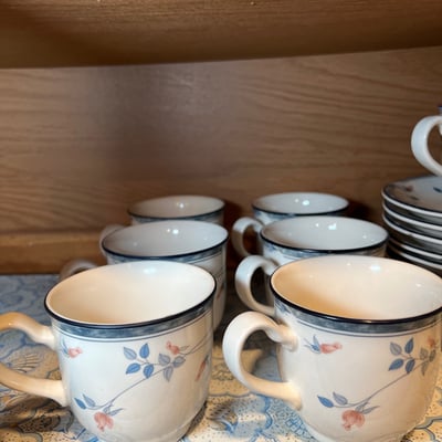 Noritake Ceramic dinnerware set with blue floral borders and more dishes - Image 6 of 9