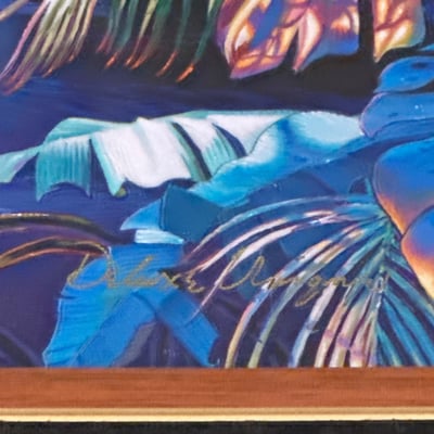 Framed Painting and display light, signed - Image 3 of 11