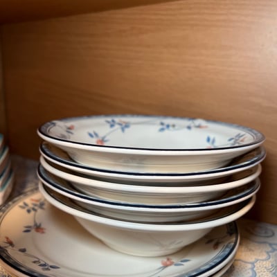 Noritake Ceramic dinnerware set with blue floral borders and more dishes - Image 4 of 9