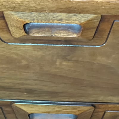 MCM Two-drawer wooden nightstand with recessed handles - Image 3 of 4