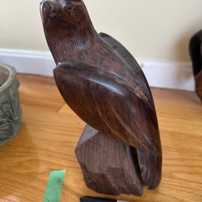 Leather Horse Figurine, Signed Carved Wood Eagle, More  - Image 6 of 12