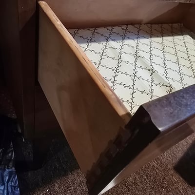 Two-drawer mid-century wooden nightstand - Image 1 of 7