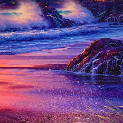 Framed Painting and display light, signed - Image 7 of 11