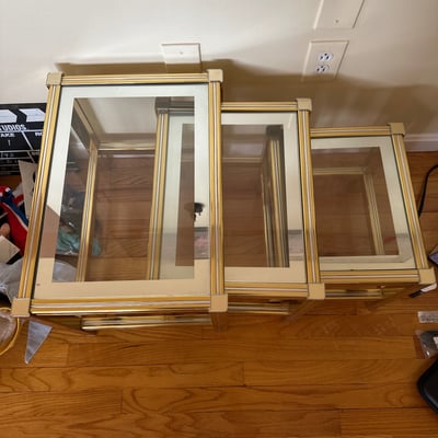 Brass and Glass Nesting End Tables - Image 3 of 4