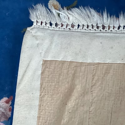 Blue floral rug with fringe and central motif - Image 2 of 5