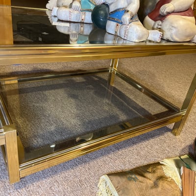 Brass and glass two-tier coffee table - Image 4 of 4