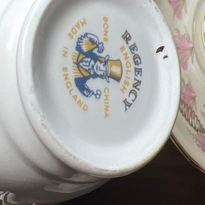 Porcelain tea set with blue and floral designs - Image 5 of 10