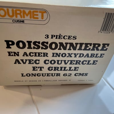 Stainless steel fish poacher set with lid and rack (62 cm) - Image 1 of 3