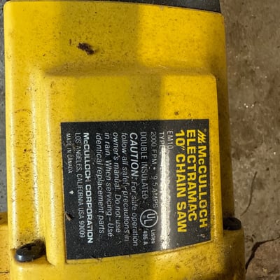 McCulloch chainsaw and Sears Craftsman belt sander with rotisserie kit and safety can - Image 6 of 15
