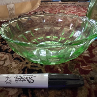 Uranium glass decanter,bowl, more  - Image 3 of 8