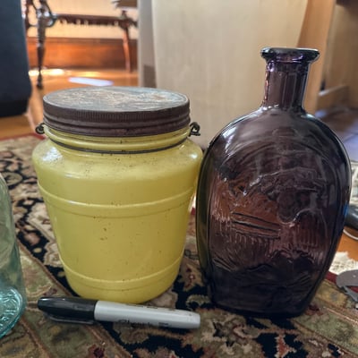 Vintage glass jars, bottles, and canning hardware - Image 2 of 10