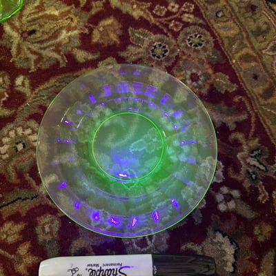 Uranium glass decanter,bowl, more  - Image 2 of 8