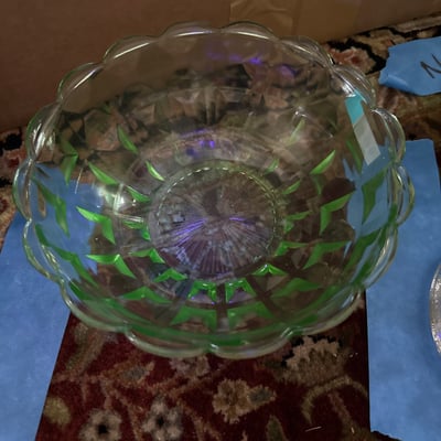 Uranium glass decanter,bowl, more  - Image 4 of 8