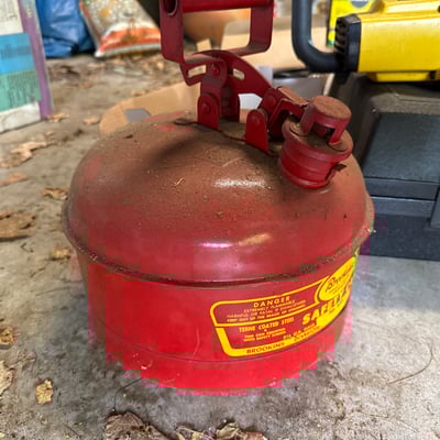 McCulloch chainsaw and Sears Craftsman belt sander with rotisserie kit and safety can - Image 13 of 15