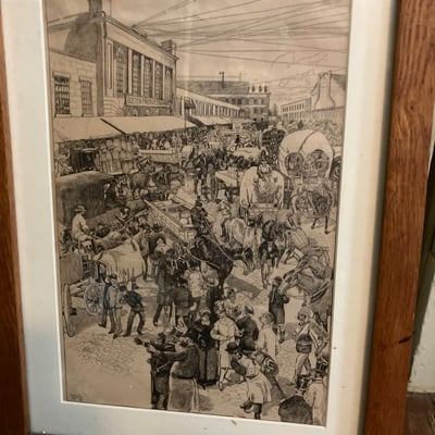 Set of framed art prints including Order United American Mechanics and city street scene - Image 4 of 9