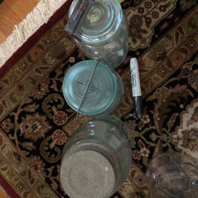 Vintage glass jars, bottles, and canning hardware - Image 5 of 10