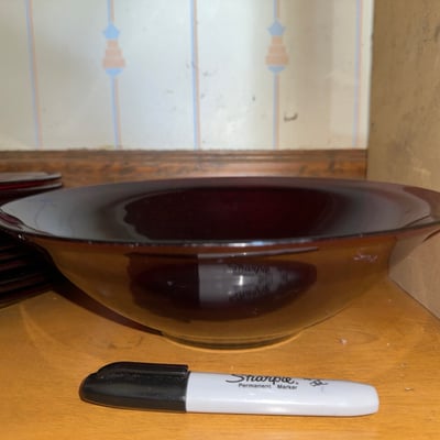 Anchor Hocking Vintage Cranberry glass dishware set (cups, bowls, plates) - Image 4 of 12