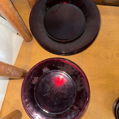 Anchor Hocking Vintage Cranberry glass dishware set (cups, bowls, plates) - Image 11 of 12