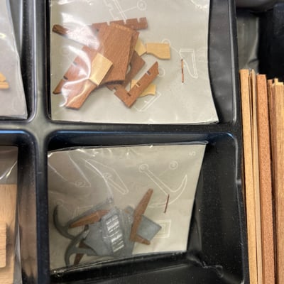 Wooden ship model kit with parts and instructions - Image 4 of 4
