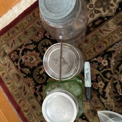 Vintage glass jars, bottles, and canning hardware - Image 7 of 10