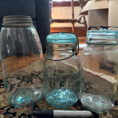 Vintage glass jars, bottles, and canning hardware - Image 4 of 10