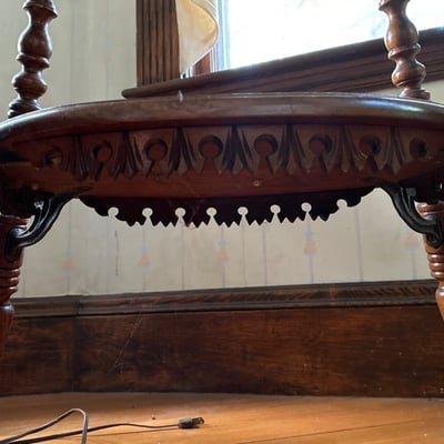 Vintage wooden table with two-tier design - Image 6 of 9