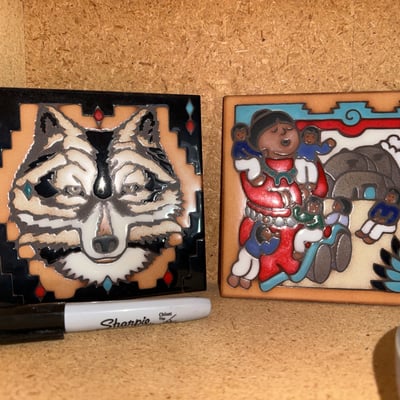 Assorted decorative tiles, ceramic bowl, mask - Image 4 of 7