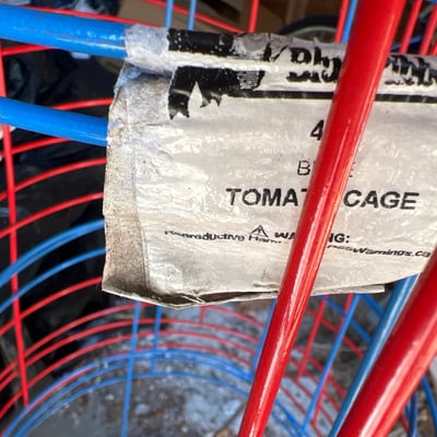 Red and blue metal tomato cages - Image 2 of 3