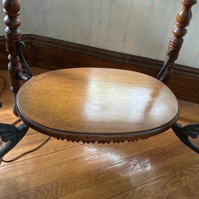 Vintage wooden table with two-tier design - Image 4 of 9