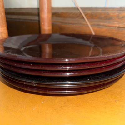 Anchor Hocking Vintage Cranberry glass dishware set (cups, bowls, plates) - Image 12 of 12