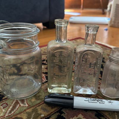 Vintage glass jars, bottles, and canning hardware - Image 8 of 10