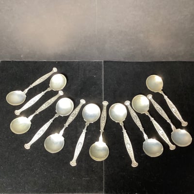 Antique Sterling Soup Spoons - Image 1 of 7