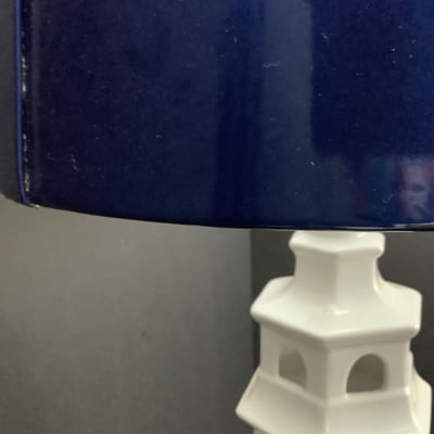 Pagota White Lamp w/ Blue Shade - Image 6 of 6