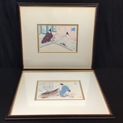 Ebina Framed Woodblock Prints - Image 2 of 14