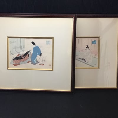 Ebina Framed Woodblock Prints - Image 1 of 14