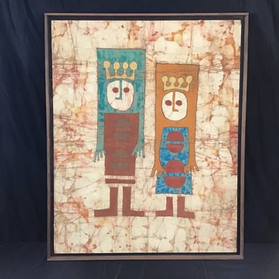 Vintage Framed King & Queen Batik - Image 2 of 6