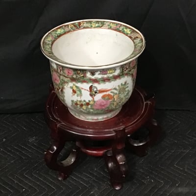 Chinese Rose Medallion Fish Bowls & Stand - Image 10 of 15