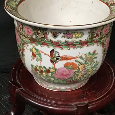 Chinese Rose Medallion Fish Bowls & Stand - Image 11 of 15