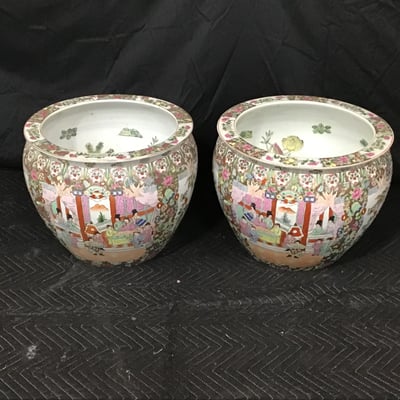 Chinese Rose Medallion Fish Bowls - Image 1 of 9