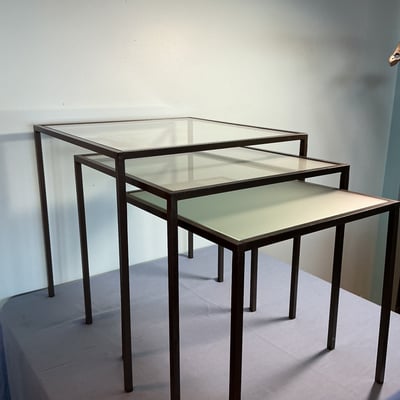 Three Glass-top Nesting Tables - Image 1 of 3