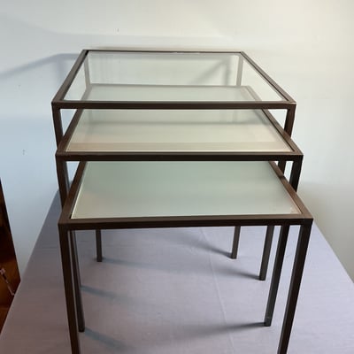 Three Glass-top Nesting Tables - Image 2 of 3