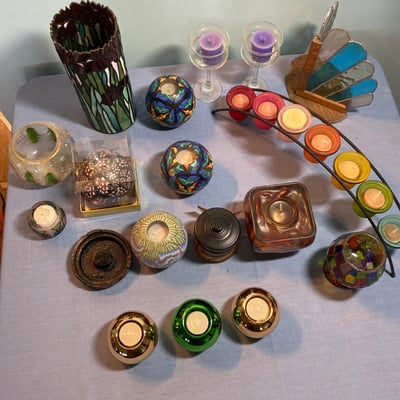 Assorted decorative glass and candle holders - Image 1 of 4
