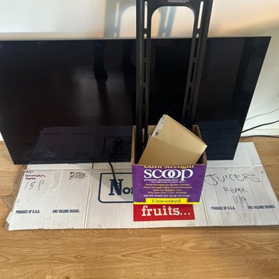 Wall-mounted LG LED TV with mounting hardware, accessories - Image 5 of 5