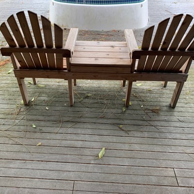 Outdoor wooden Adirondack chairs and matching bench - Image 3 of 3