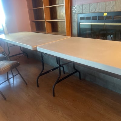 Two 6’ folding Tables, 2 folding Chairs - Image 1 of 3