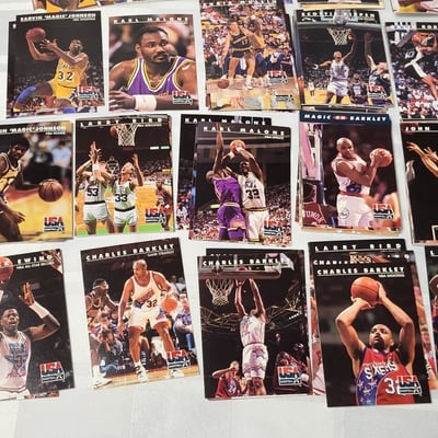 1992 Skybox USA Olympic Basketball Dream Team Set Jordan Bird Johnson - Image 6 of 16