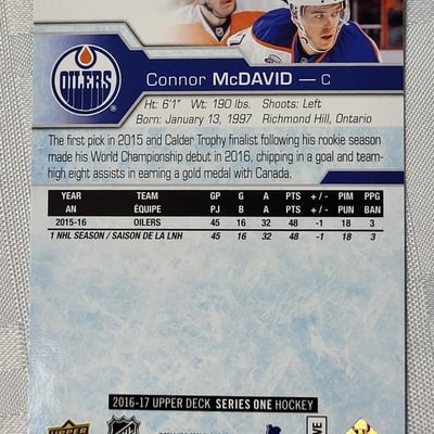 2016 Upperdeck Connor McDavid 2nd Year Card  - Image 4 of 12
